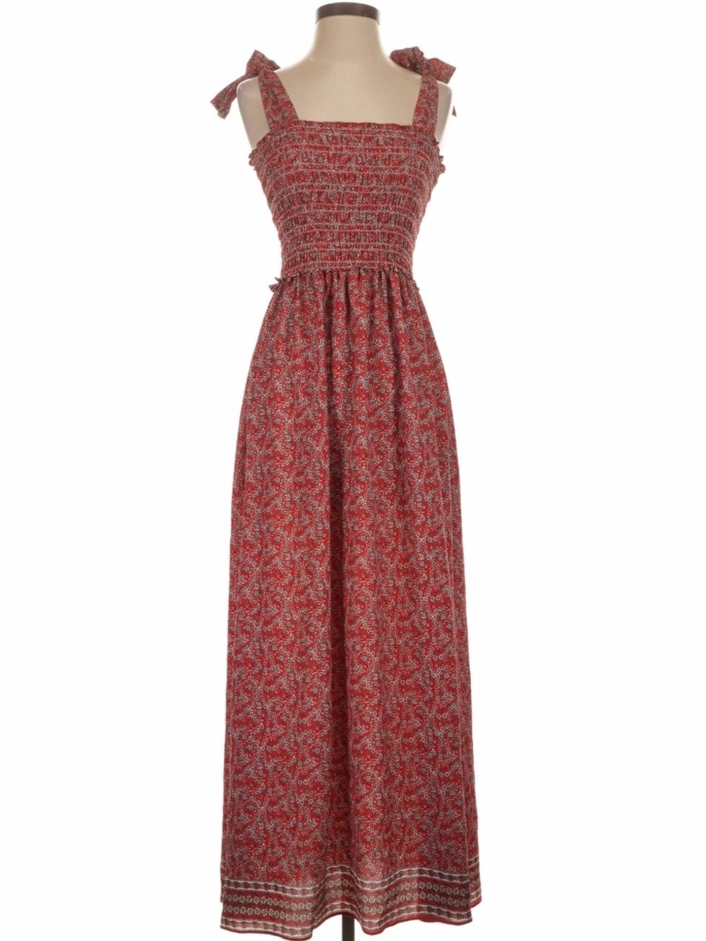Max Studio Printed Shoulder Tie Maxi Dress